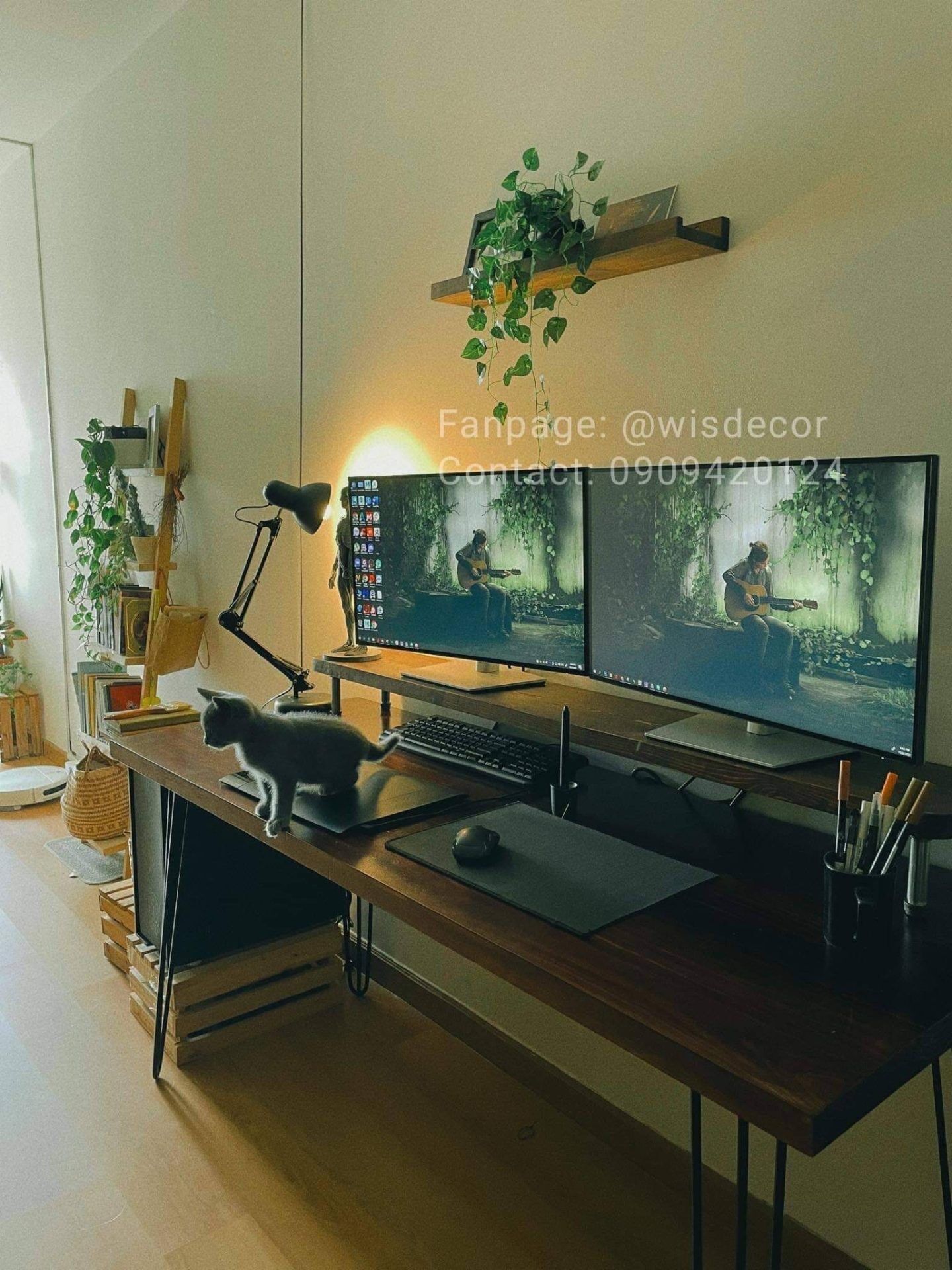 Kệ màn hình gỗ thông tự nhiên vintage - chân ống sắt cổ điển 7 kệ màn hình gỗ tự nhiên