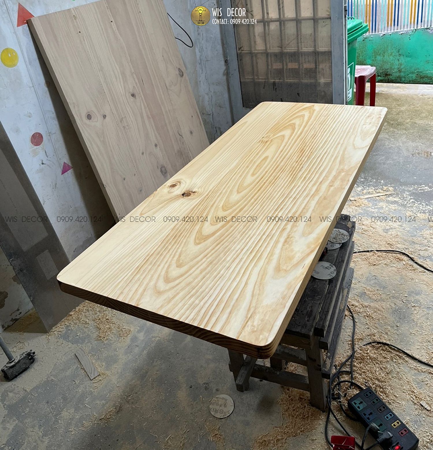 Mặt bàn gỗ thông tự nhiên 4cm kích thước theo yêu cầu 1 Mặt bàn gỗ thông tự nhiên
