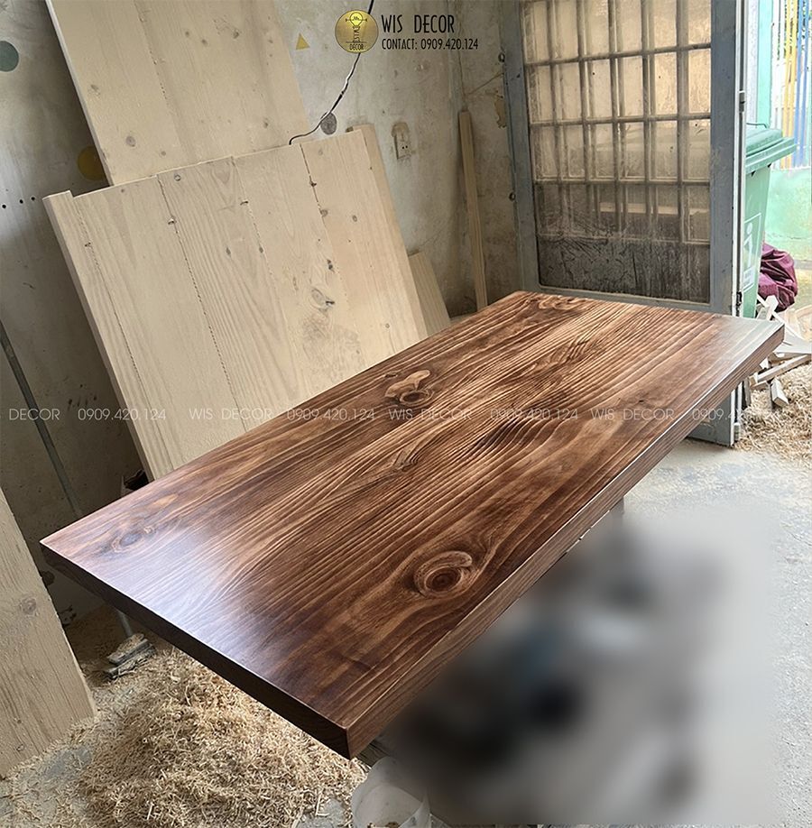 Mặt bàn gỗ thông tự nhiên 4cm kích thước theo yêu cầu 4 Mặt bàn gỗ thông tự nhiên