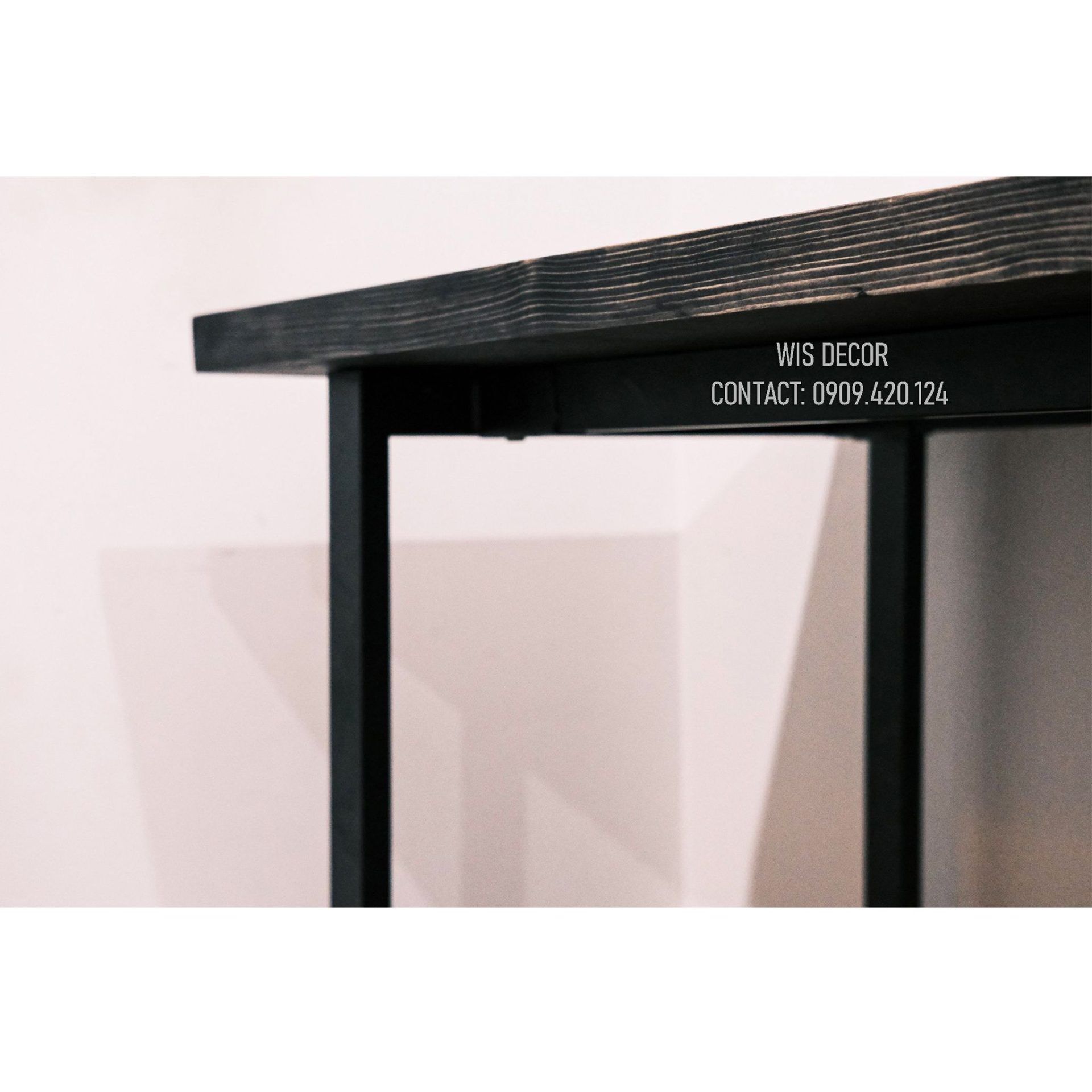 Bàn làm việc gỗ thông vintage chân sắt tĩnh điện Rectang 4 bàn làm việc gỗ thông