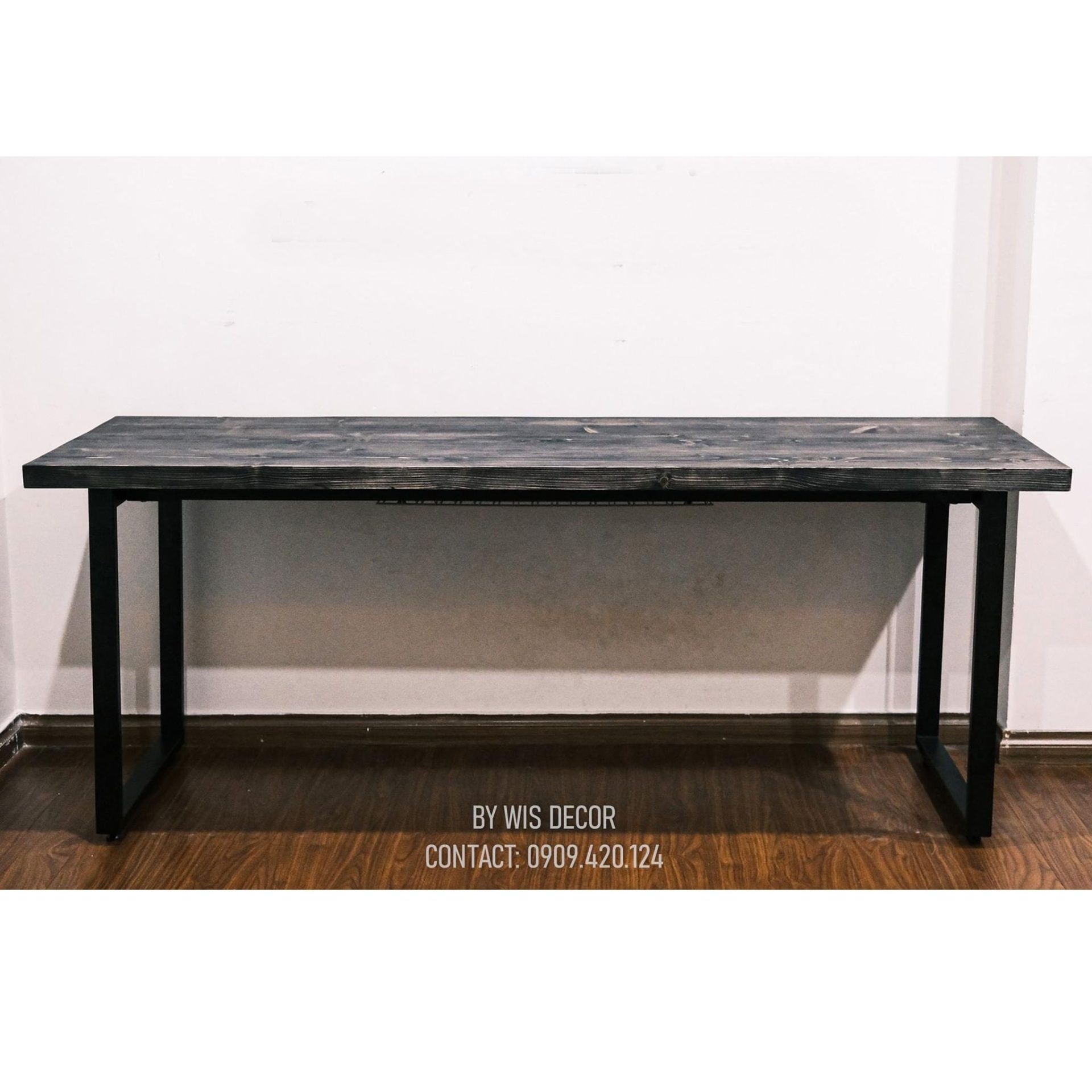 Bàn làm việc gỗ thông vintage chân sắt tĩnh điện Rectang 2 bàn làm việc gỗ thông