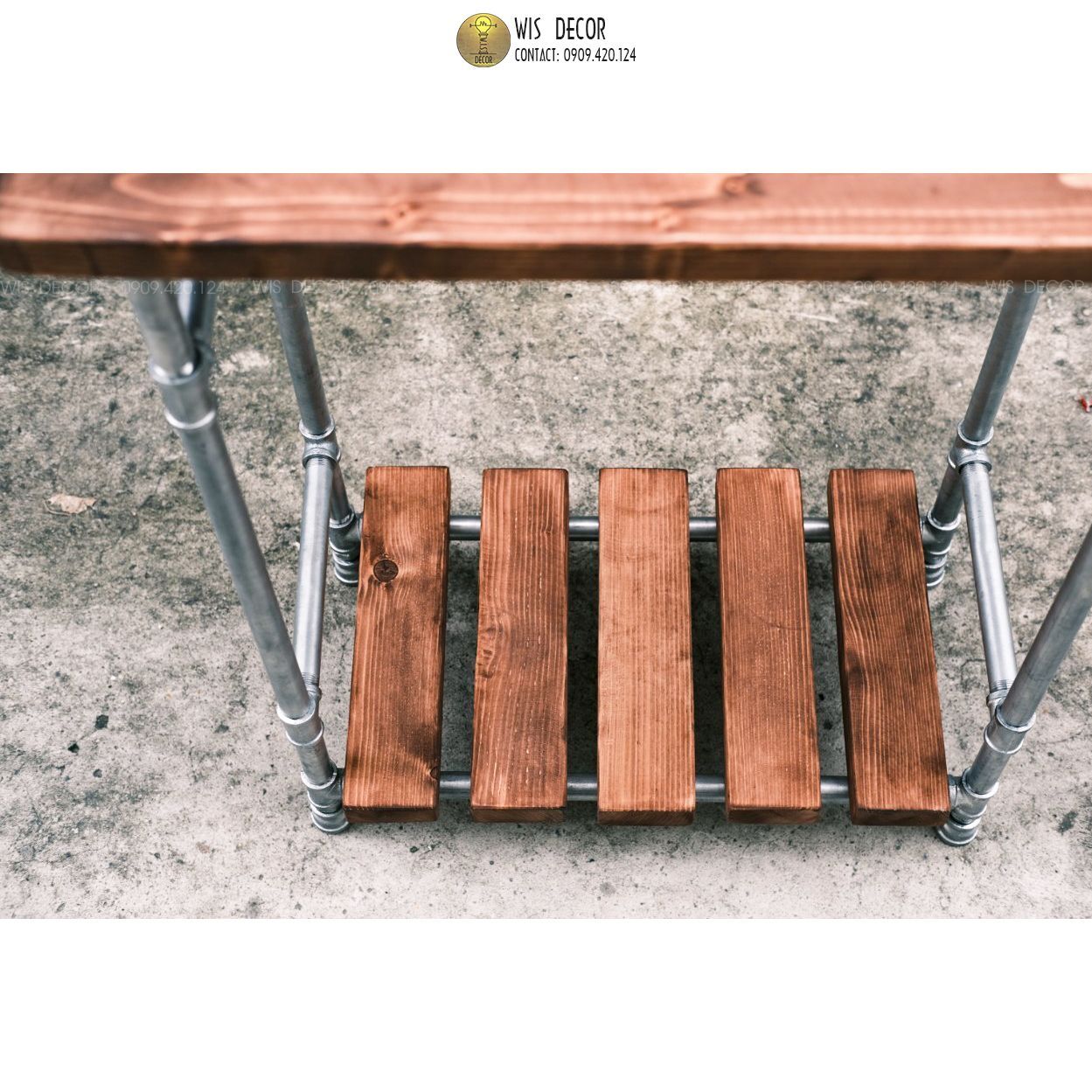 Kệ gỗ trang trí vintage, khung ống sắt cổ điển 8 Kệ gỗ trang trí vintage