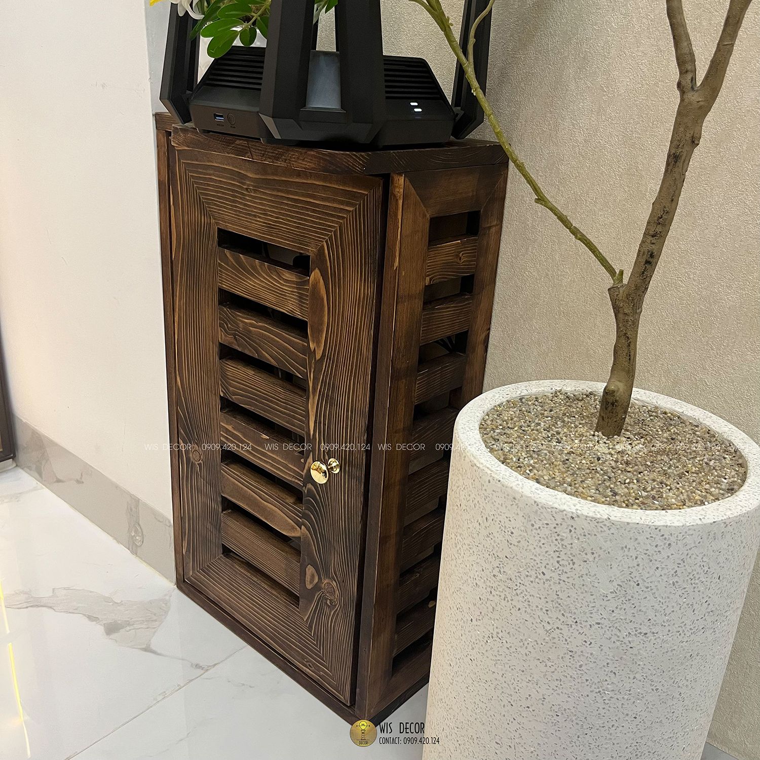 Kệ tủ gỗ đầu giường vintage, gỗ thông tự nhiên chất lượng 2 kệ tủ gỗ đầu giường